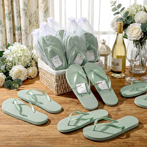 Image of Unittype Flip Flops Bulk for Wedding Guest Slippers Wedding Flip Flops with Cards Bags for Pool Beach Party