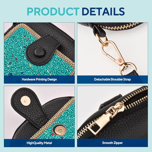 Image of Women's Small Crossbody Cell Phone Bag, Boho Colorful Beaded Purse Wallet with Handmade Cute Patterns