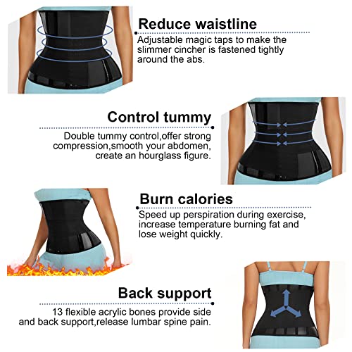 Oliomes Women Waist Trainer Corset Sauna Trimmer Belt Slim Belly Band Tummy Wrap Sport Girdle Workout Cincher Body Shaper Black #TOP2