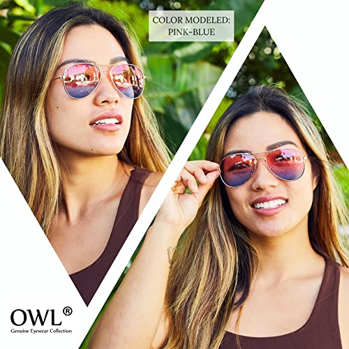 OWL 12 Pcs Aviator Sunglasses Mirrored and Tinted Lens with Assorted Color Frames4