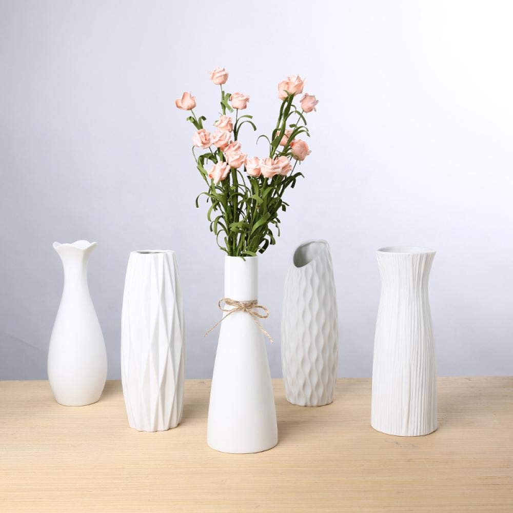 Classic White Ceramic Vase Chinese Arts and Crafts Decorative Contracted Porcelain Vase Creative Gift Wedding Decoration Vase (C 23.5x9cm)