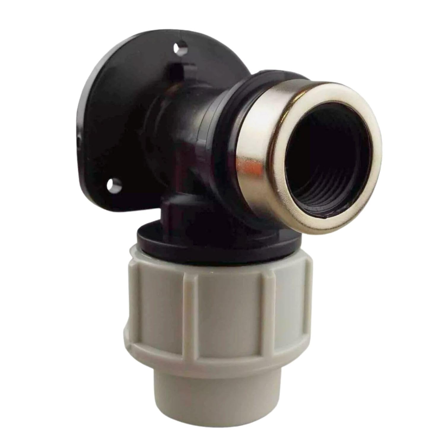 B2c Women's Black Mdpe Wall Plate Elbow Bend Threaded Garden Tap Wall Flange 20 25Mm (25Mm Mdpe To 3/4" Bspf)