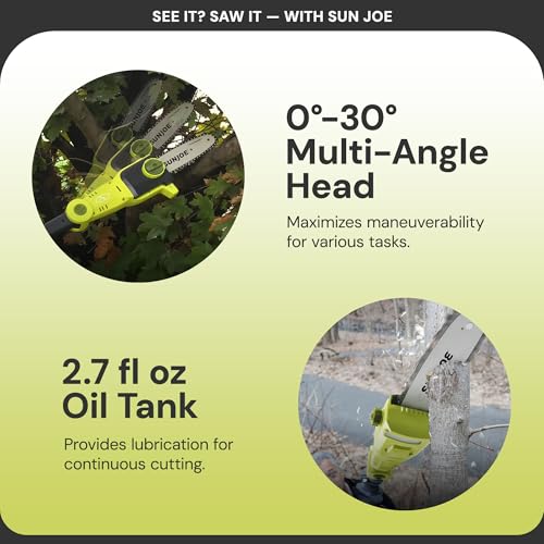 Image of Sun Joe 24V-PS8-LTE 24-Volt IONMAX Cordless Telescoping Pole Chainsaw Kit, 8-inch, W / 2.0-Ah Battery + Charger