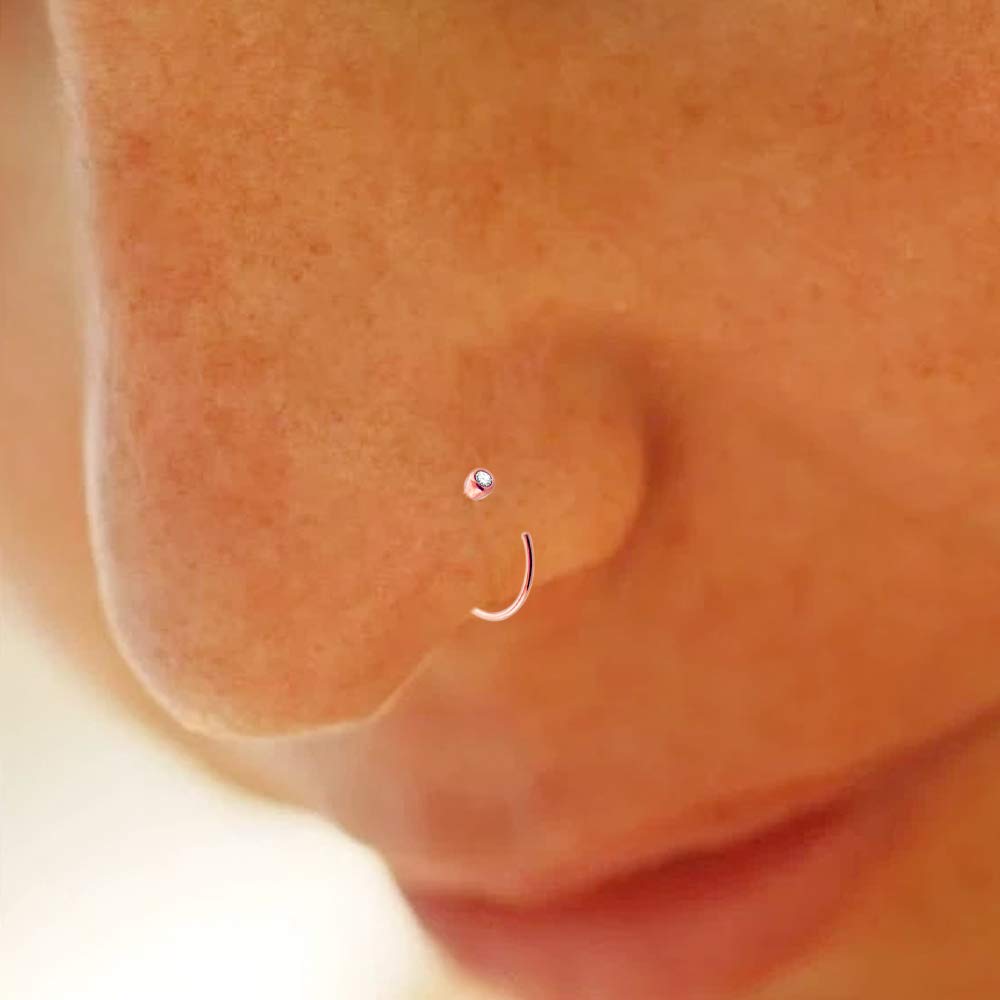 Monster Piercing 9k Tinta Oro 20 Gauge - 8 MM di Diametro Lunetta Cerchio Aperto Chiaro CZ Pietra Gioielli Anello penetranti del Naso