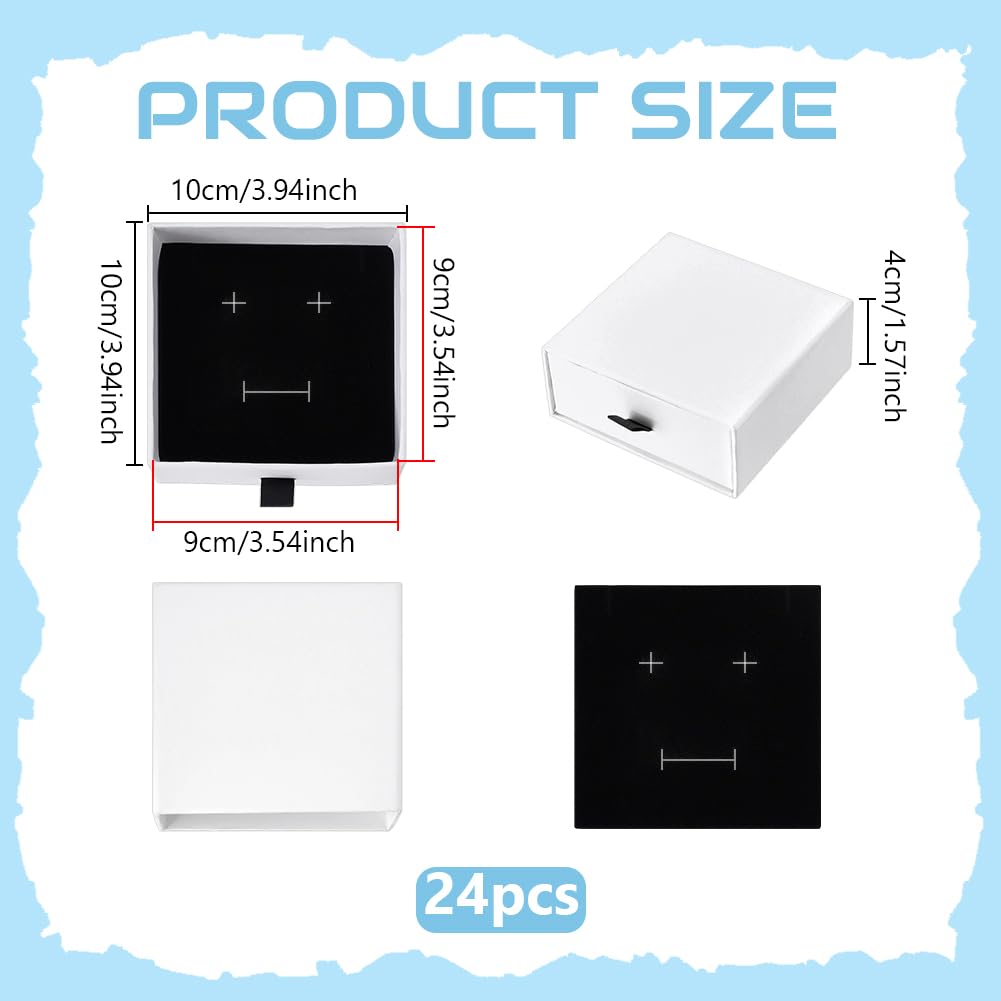 PH PandaHall 24 Pezzi Scatole per Gioielli in Cartone Cassetto 10x10x4 cm Foderato in Velluto Organizzatore di Gioielli Bianco Scatole Regalo a Cassetto per il Ringraziamento Collane Orecchini