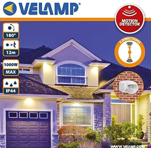 Front view of the Velamp MS002 motion detector, showing its white casing and sensor lens.