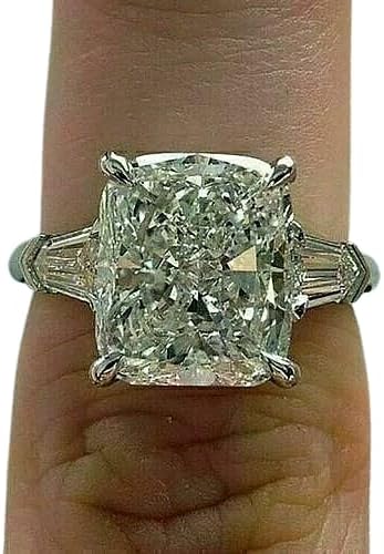 Purvika Jewels 4Ct Cushion Cut Lab Created Diamond Engagement Ring, 14K White Gold Finish
