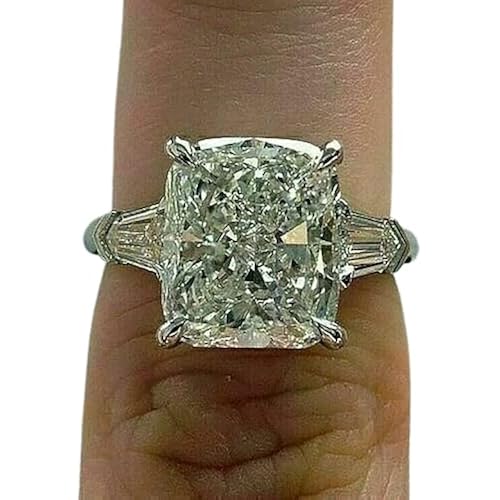 Purvika Jewels 4Ct Cushion Cut Lab Created Diamond Engagement Ring, 14K White Gold Finish