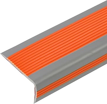 Stair Nosing Edge Trim Strips L-Shaped Stair Edge Protector Self Adhesive Rubber Stair Edging Stair Steps Peel and Stick Stair Treads for Indoor and Outdoor Stairs/Steps/Corners.  Color Orange , Si