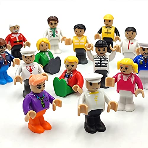 Dshmixia Toy People Figures For Kids Action Figures Playsets For Trains Cars Various Professions For Play House Wooden Train Track (14Pcs Figures) #TOP1