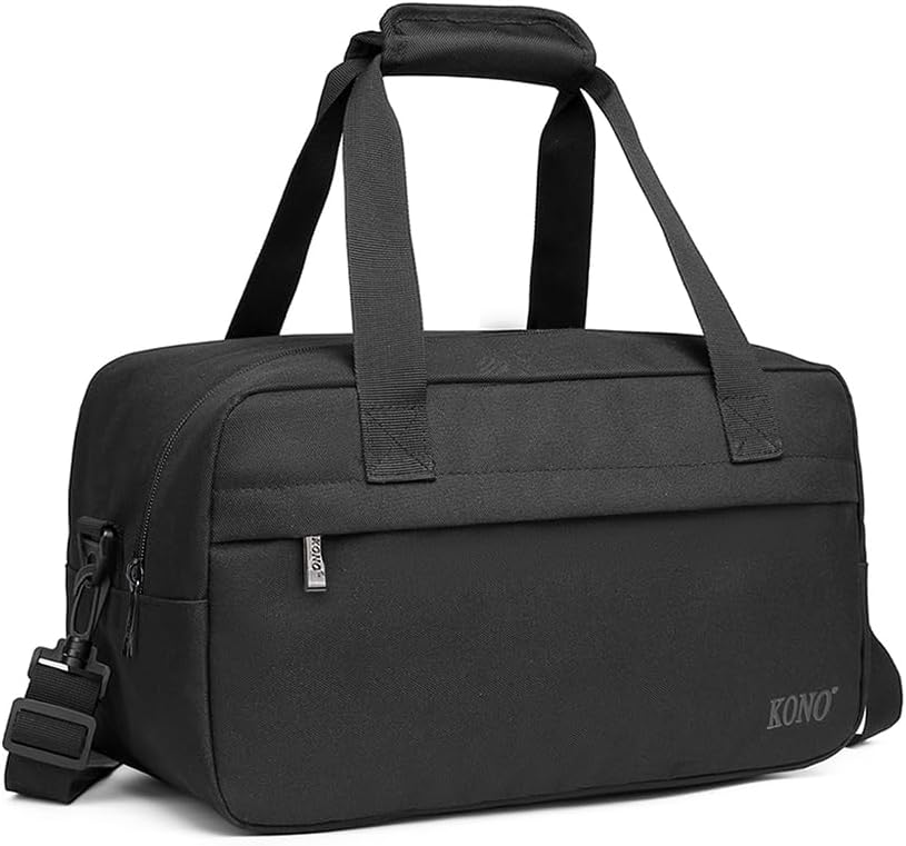 Kono Mini Travel Duffel Under Seat Carry-On Sports Tote Gym Weekender Overnight Bag - Black - Image 2