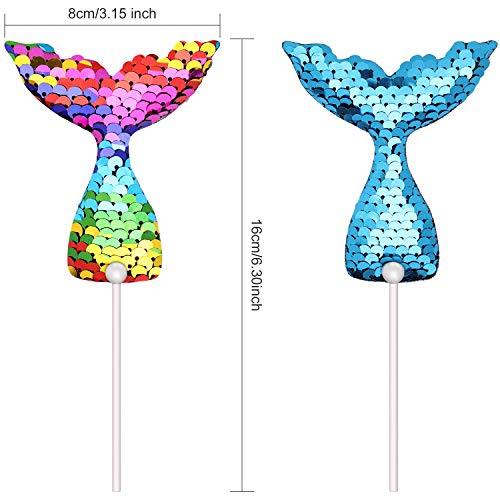 Décoration gâteau queue de sirène réversible avec 7 couleurs à paillettes