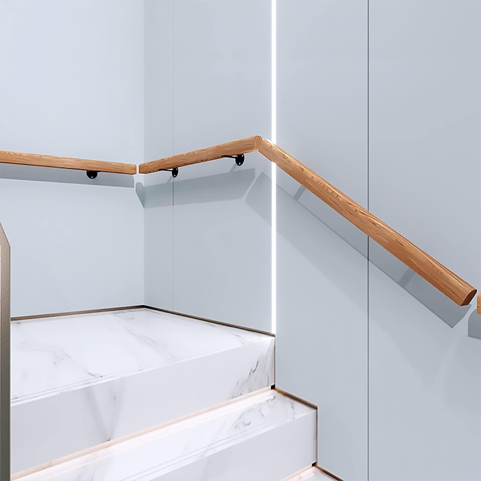 Jiajujia A Wood Stair Handrails Wall Mount, Hand Railings For Stairs Indoor Outdoor, Non-Slip Staircase Handrail For Corridor, Lofts, Patio, Kindergarten Guardrail