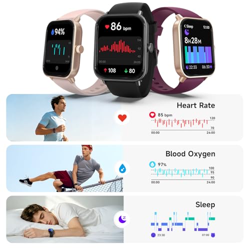 Image of Smart Watch for Men,1.85 inch AMOLED Touchscreen for Android & iPhone Alexa Built-in Bluetooth Calls,Fitness Watch 110+ Sport Modes Heart Rate /Sp02 /Sleep /Calories Monitor IP68 Waterproof(Black, 1.85)