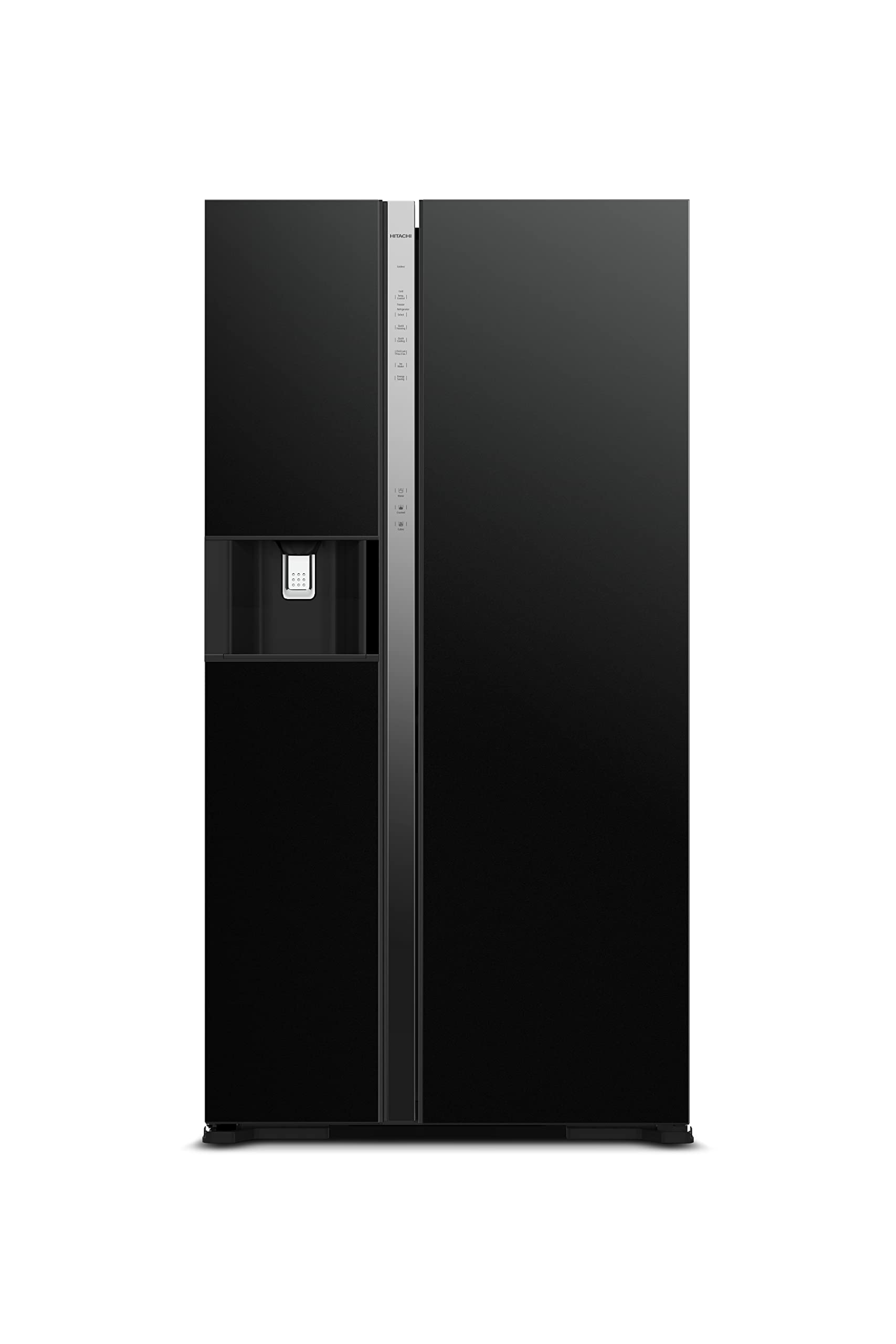 Hitachi 700L Gross Side By Side Refrigerator Rsx700Gpuk0Gbk, 10 Year Warranty On Inverter Compressor, 2 Door Fridge, Dual Fan Cooling, Quick Freezing, Touch Panel, Ice & Water Dispenser, Glass Black