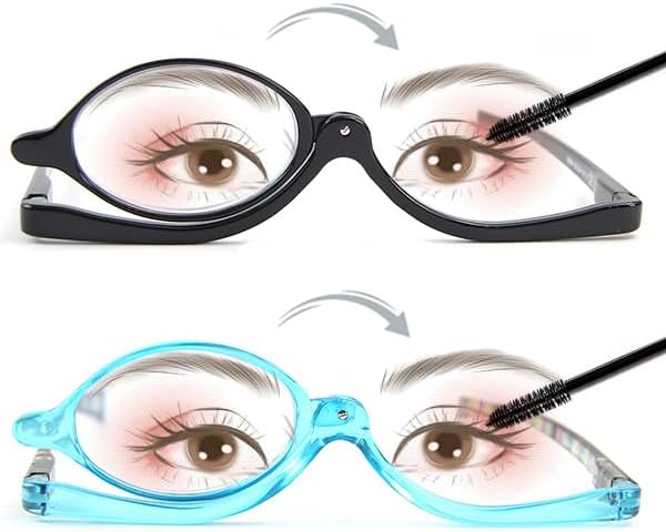 2 pares de anteojos de lectura de maquillaje para mujeres, lectores de cosméticos abatibles, anteojos de maquillaje con bisagra de resorte