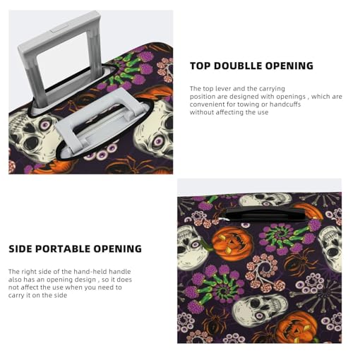 Halloween With Skull For Travel Luggage Cover Suitcase Protector Fits 18-32 Inch Travel Luggage Protector Elastic Luggage Anti-Scratch Suitcase Cover3