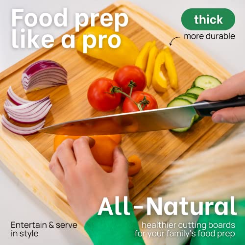 Image of GREENER CHEF 15 Inch Medium Cutting Board with Lifetime Replacements, Bamboo Cutting Boards for Kitchen, Butcher Block, Medium Wooden Chopping Board for Meat, Veggies, Non Toxic Charcuterie Board