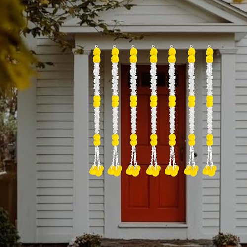 Image of Rajasthan Kraft Artificial Gajra & Marigold Garland with Tuberose Strings | Pack of 7 | 44 Inch Long | Traditional Festival & Wedding Home Dcor for Diwali, Makar Sankranti & Pooja(RK-GJ7-7)