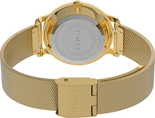 Image of TIMEX Transcend Analog Watch for Women with Blue Round Dial & Gold Stainless Steel Bracelet Band Water Resistant Women's Wrist Watches - TW2V51900UJ