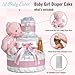 Lil' Baby Cakes Baby Girl Diaper Cake with Pink Plush Teddy Bear for Baby Showers or Newborn Gift - Pink and White Colors - Handmade Gift Using 42 Swaddler 1 Diapers - Size 10 in x 12 in