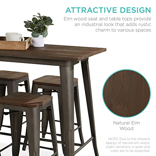 Best Choice Products 5-Piece Dining Set, Counter Height Rustic Industrial Table and Stool Set for Kitchen, Dining Room w… - Image 4