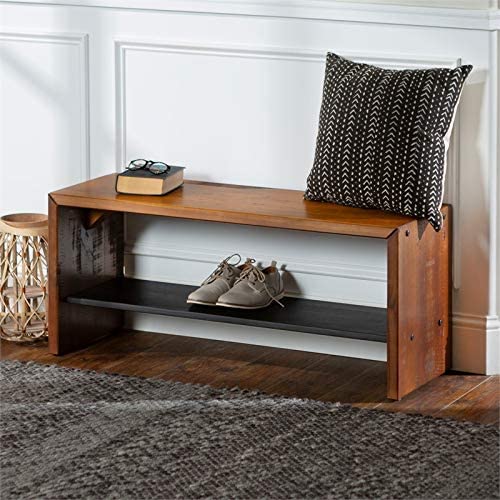 Walker Edison Shiloh Rustic Solid Reclaimed Wood Entryway Bench, 42 Inch, Amber #TOP3