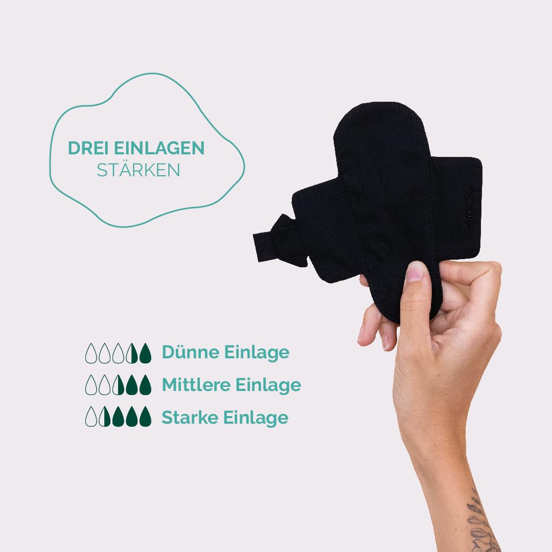 Slipeinlagen waschbar | GOTS Bio Baumwolle | Bio-Stoffbinde | Waschbare Slipeinlagen | MADE IN EU | Wiederverwendbare Stoff Slipeinlagen | Tauschsystem Periodenunterwäsche (3er Set) (leicht)