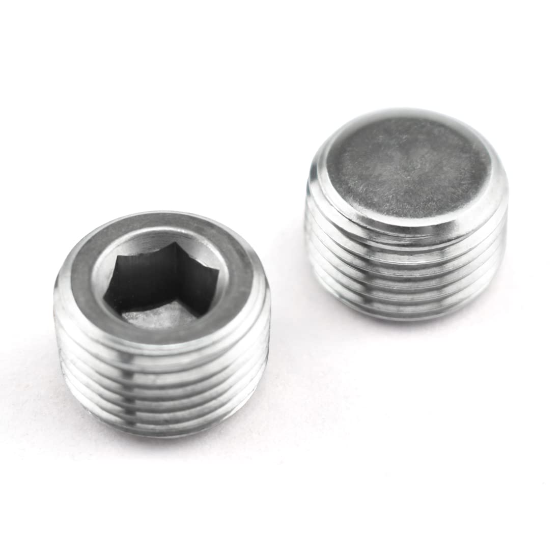 SDTC Tech Paquete de 2 accesorios de enchufe de tubería NPT macho rosca 304 de acero inoxidable hexagonal interno adaptador avellanado de rosca macho NPT de 1/2 pulgada