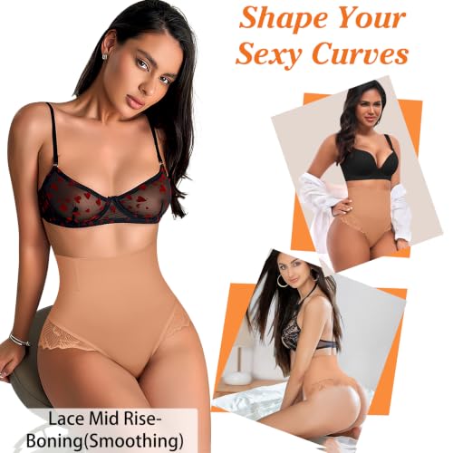 Image of Werena Tummy Control Thong Shapewear for Women High Waisted Body Shaper Panties Shaping Thong Girdle Underwear