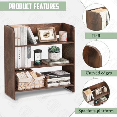 Image of ABOUT SPACE Bookshelf for Home - 3 Tier Books Rack for Study Room for Kids Multipurpose Open Shelf for Home, Office, School Engineered Wood Book Organizer Shelf (Walnut - L 62.5 x B 23.5 x H 80 cm)