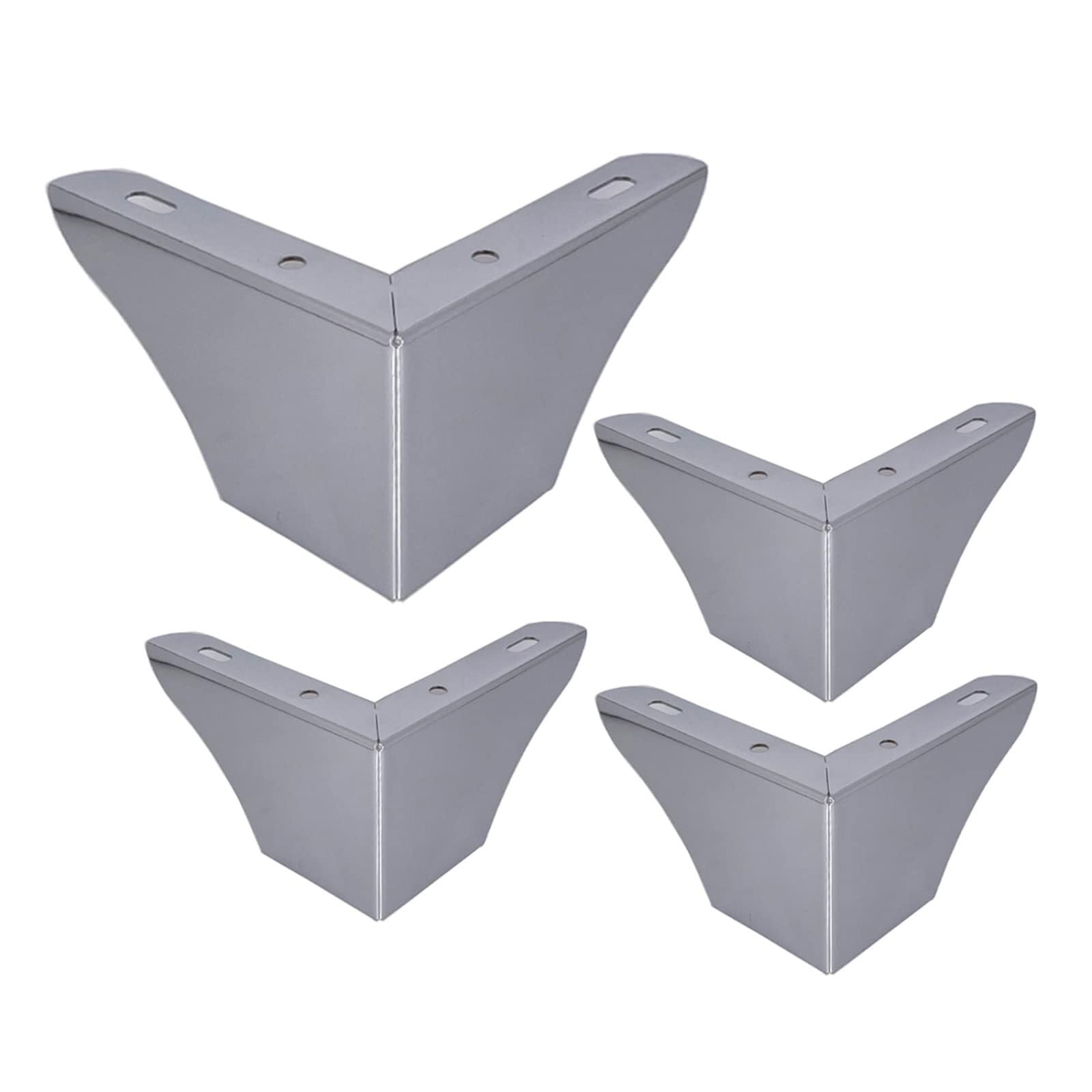 UYHBCNQD 4Pcs Replacement Legs Metal Furniture Legs Set Furniture Foots Dressers Support Legs Tables Feets Cabinets Feets Benches Legs(Silver,10cm/4in)