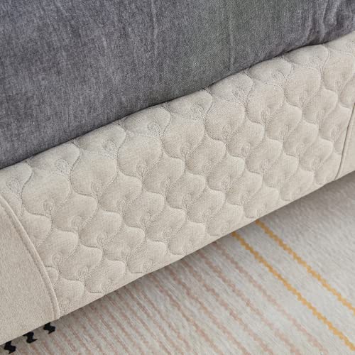 Anwick Queen Bed Frame With Headboard, Modern Platform Bed With Led Lights And Adjustable Upholstered Headboard And Strong Wooden Slats, No Box Spring Needed, Noise-Free #TOP5