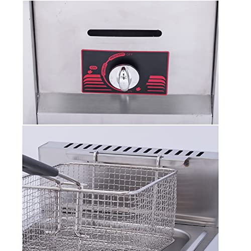 Fryer Kommerzielle LPG-Fritteuse, 10-Liter-Gasfritteuse mit großem Fassungsvermögen, einstellbare Feuerkraft, mit abnehmbaren Körben und Deckel, Gasfritteuse aus Edelstahl 304 in Lebensmitte – Bild 7