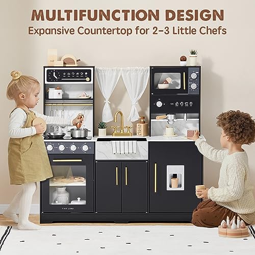 Tiny Land TLTGPK002BK-US Play Kitchen For Kids, Wooden Play Kitchen Sets thumb #1