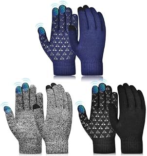 AOPOW Kids Gloves Boys Winter Mittens - Magic Stretchy Touchscreen Girls Thermal Knitted Cotton Glove for 4-10 Years Old Children Warm Riding Cycling Bike Outdoors Sports / 3 Pairs