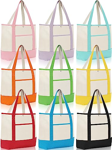 Sanwuta-9-Pcs-Canvas-Tote-Bags-with-Pocket-177-Reusable-Grocery-Shopping-Cloth-Bag-for-Women-Men-DIY-Craft