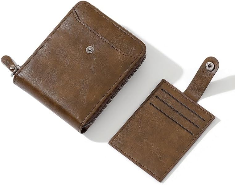 VIDI Men's Wallet Short PU Multi-card Slot Zipper Coin Purse