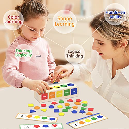 Sharkwoods Montessori Toys For 1 2 3 Years Old Boys Wooden Sorting & Stacking Toy Color & Shape Early Educational Block Puzzles Toddler Toys Learning Puzzles Gift (Box) #TOP4