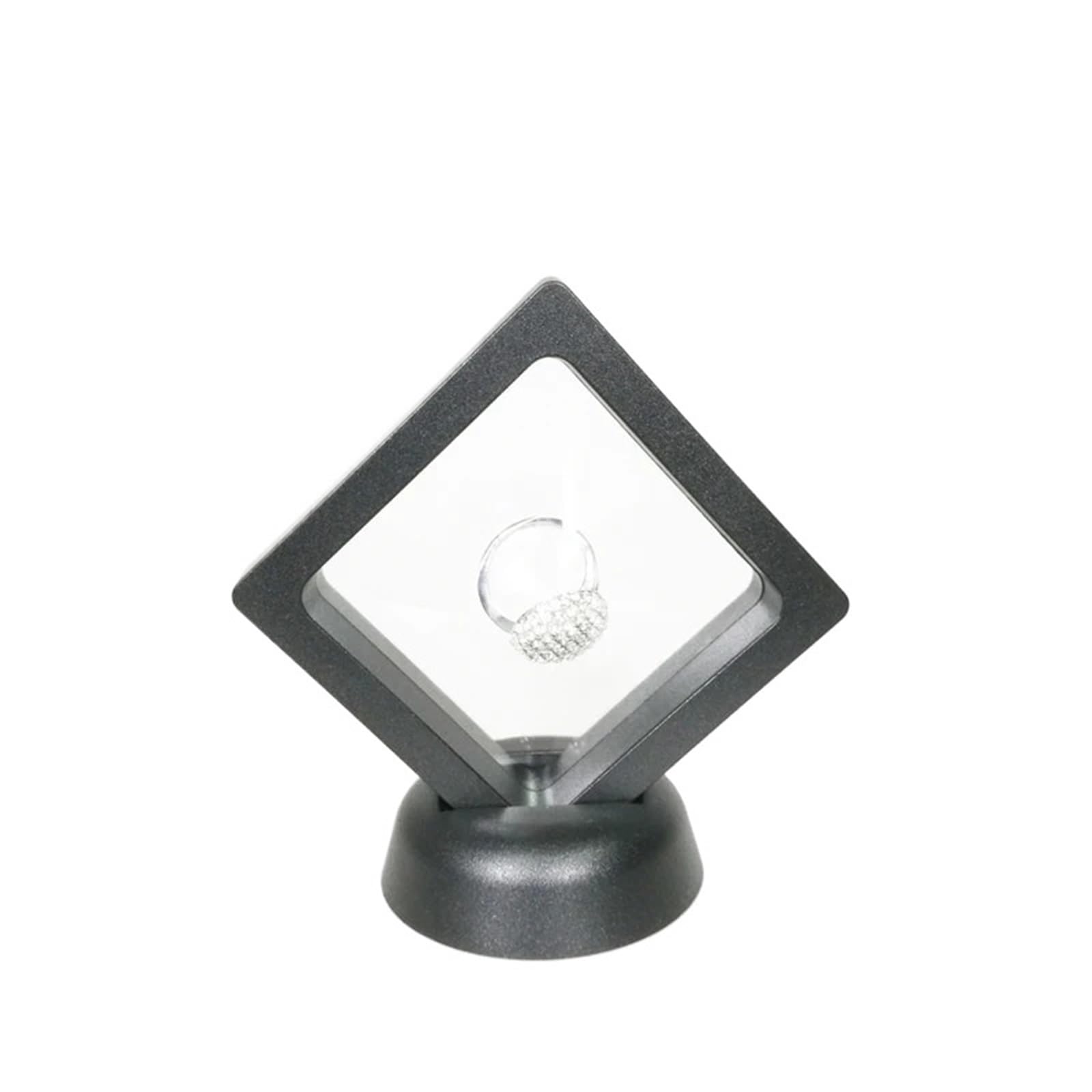 20pcs Black And White Plastic Suspended Display Case Earrings Coins Gemstones, Rings Jewelry Storage PET Film For Earring Necklace Bracelet(Black 7x7cm)
