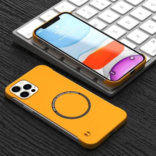 Coque ultra-fine pour iPhone 13 Mini jaune en polycarbonate rigide magnétique