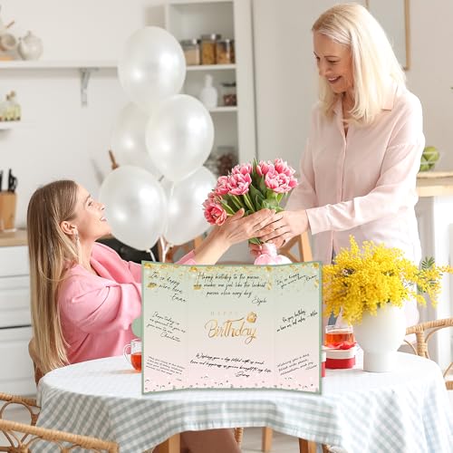 Image of Crenics Green and Pink Birthday Decorations for Women, Creative Birthday Guest Sign in Book Alternative, Happy Birthday Signature Book 18 inch x 12 inch, Awesome Birthday Gifts for Girls