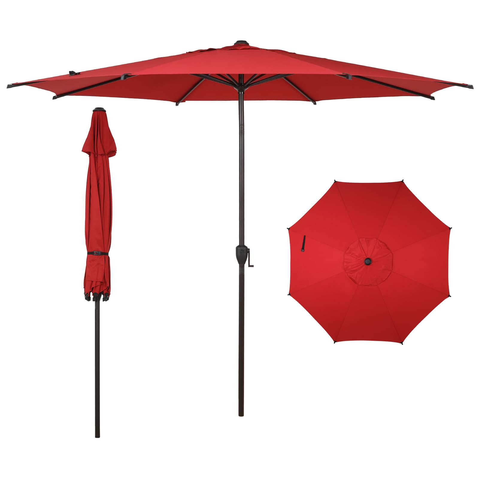 Abba Patio 11FT Lyon Outdoor Patio Umbrella Outdoor Table Umbrella with Push Button Tilt and Crank Market Umbrella 8 Sturdy Ribs UV Protection Waterproof for Garden Deck Backyard Pool Dark Red