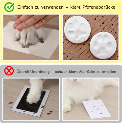 PewinGo Gedenkrahmen Hund und Katze, Pfotenabdruck Set Hund Katze Fotorahmen mit Ton Impressum Kit und Foto-Display für 6 x 4“ Foto, Perfekte Andenken Geschenk für Tierbesitzer