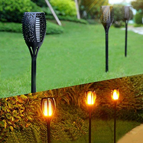 StillCool Flame Solar Lights Outdoor LED Landscape Lighting Path Lights Waterproof Flame Flickering Lamp Torch Dusk to Dawn Auto On/Off Security for Garden Yard Patio, 4 Pack
