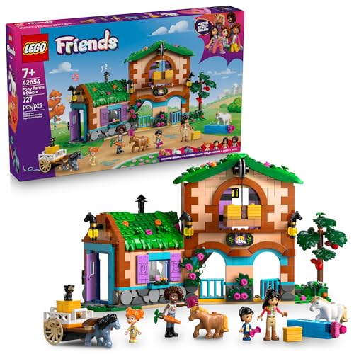 LEGO Friends Pony Ranch & Stable Pretend Play Building Toy - Playset with 3 Horse Toys for Creative Storytelling - Birthday Gift Idea for Girls & Boys, Ages 7+ Who Love Horse Stuff - 42654