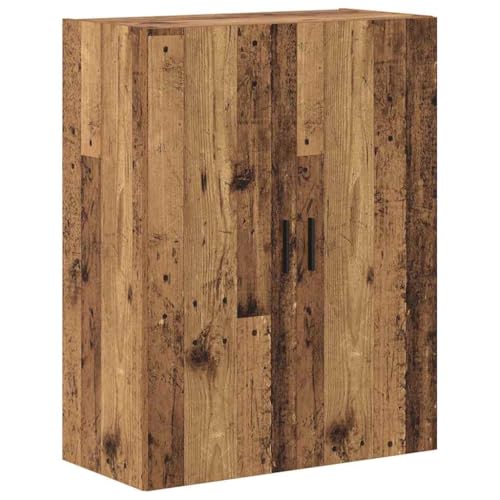 Aparador de madera recuperada con puertas de cristal y gran almacenamiento suspendido 6