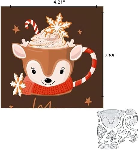 Miniatura 8 de Taza de ciervo de Navidad troquelada de metal, troqueles de corte, tazas de ciervos de Navidad, tarjetas de papel, plantillas de corte para