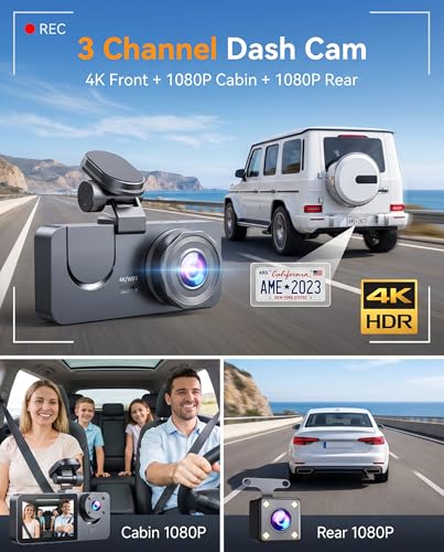 Dash Cam Front and Rear Inside 3 Channel