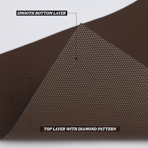 Image of Go Hooked EVA Anti Slip Fridge Mat Roll 45cm x 5m | Waterproof Shelf Liner for Kitchen Cabinet, Drawer, Refrigerator & Wardrobe | Food Grade Washable Cuttable Reusable Place Mat (Brown)